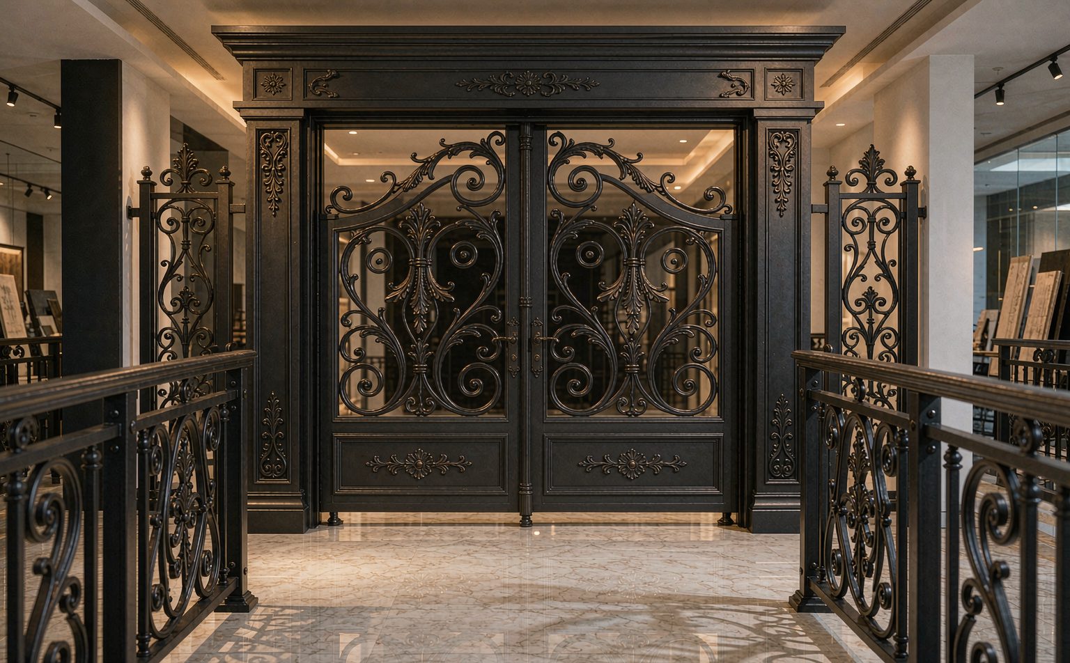 Ornamental ironware gates and railings